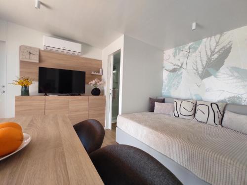 德拉格Zen Zone Premium Mobile Home的客厅配有床和餐桌