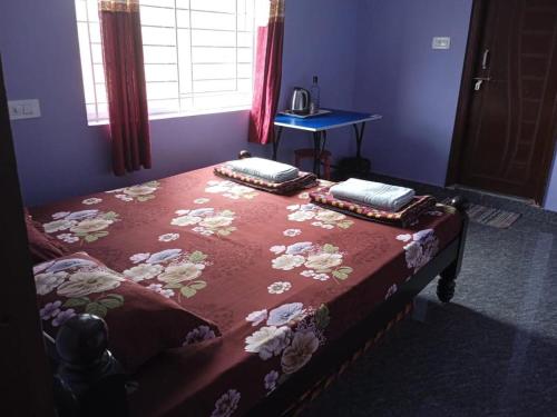 KurabalakotaPrivate Room Non AC At Varun Vihar Near Horsley Hills的一间卧室配有一张带两个枕头的床