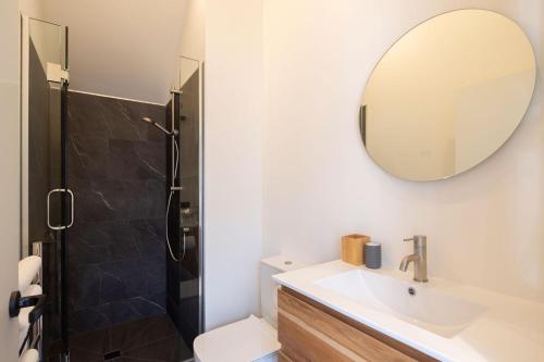 弗兰克顿Remarkables View, 1BDR, Wi-Fi的一间带水槽和镜子的浴室
