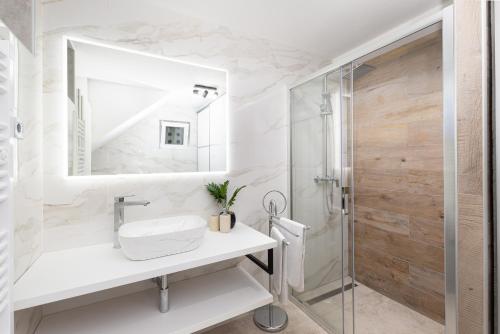 普拉Apartment Ena Arena Pula的一间带水槽和淋浴的浴室