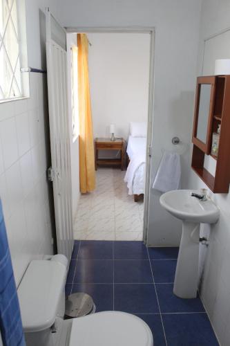 San Juan de AramaCabaña Campestre Casablanca的一间带卫生间和水槽的浴室