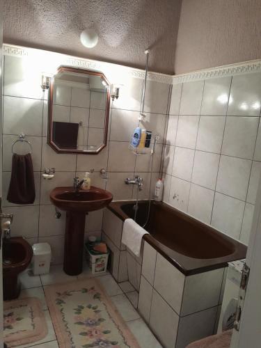 鲁马VILA SREM的带浴缸、水槽和镜子的浴室
