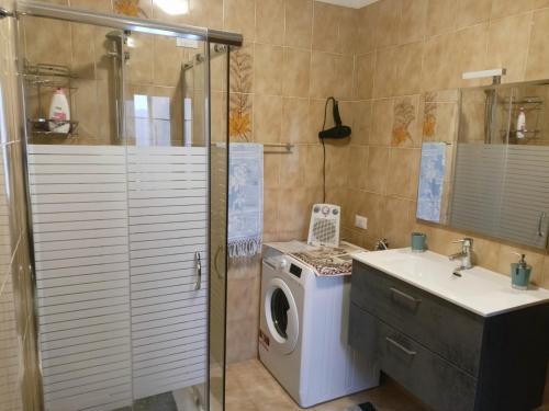 ConcoLa casa di Beppe的一间带洗衣机和水槽的浴室