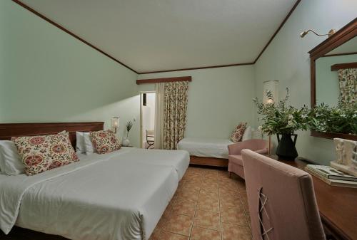 沃拉哈蒂阿尔克扬Spa度假酒店的酒店客房设有一张大床和一张书桌。