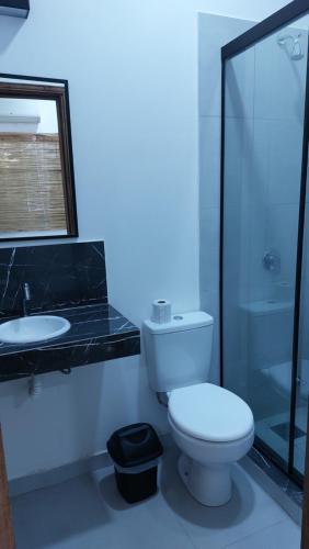 亚松森Casa de Mia的浴室配有卫生间、盥洗盆和淋浴。