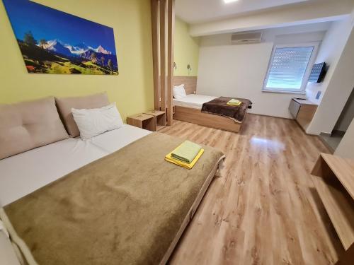 内戈蒂诺Bojana Apartment的小房间设有床和沙发