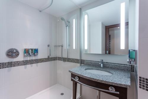 梅戈Tŷ Magor的一间带水槽和镜子的浴室