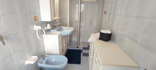卡瓦莱塞Ai Grisi的白色的浴室设有水槽和卫生间。