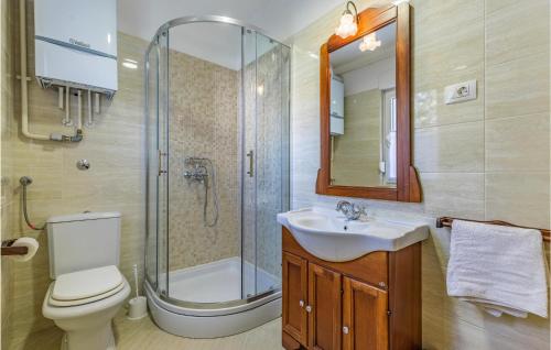 普拉Cozy Apartment In Pula With Wifi的浴室配有卫生间、淋浴和盥洗盆。