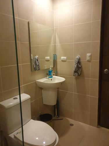 伊洛伊洛Lafayette Park Square Condominium, Manduriao, Iloilo (15Z)的一间带卫生间和水槽的小浴室
