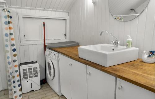 Bogø By2 Bedroom Amazing Home In Bog By的一间带水槽和洗衣机的浴室