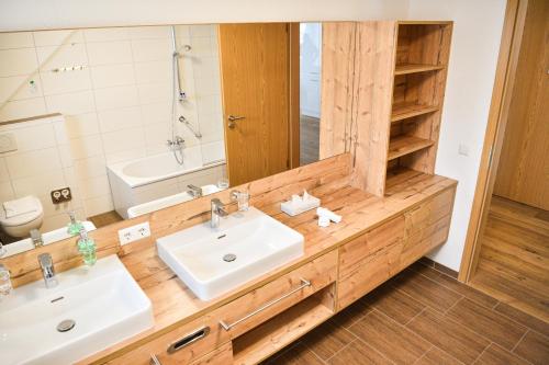 费尔德伯格费尔德山伯格酒店的一间带水槽和镜子的浴室
