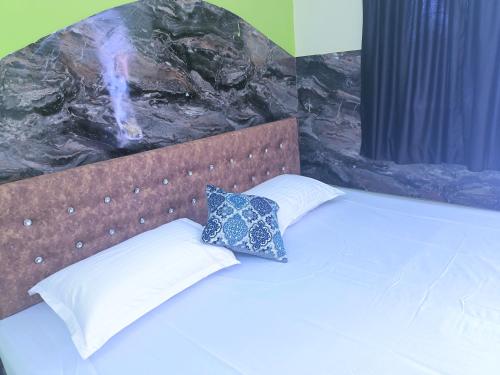 科尔瓦Colva Beach Samaira GuestHouse & Apartments的床上有2个枕头