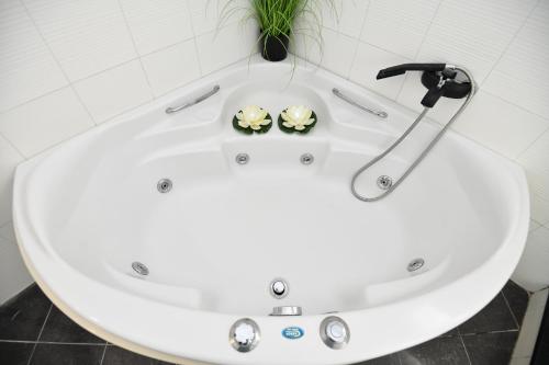 伊利索斯Eva's Garden House的白色浴缸,有两个青蛙头