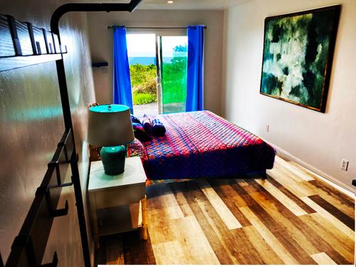 科纳Aeolian Ranch Guest house的一间卧室设有一张床和一个窗口
