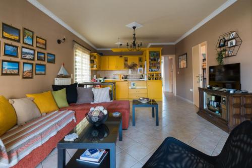 里科索翁Aurelia Apartment的带沙发的客厅和厨房