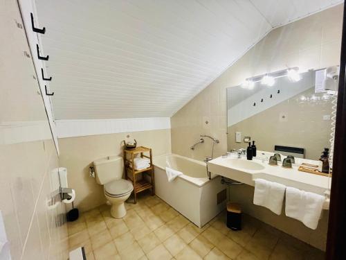 塞威恩夏梅特酒店的一间带水槽、浴缸和卫生间的浴室
