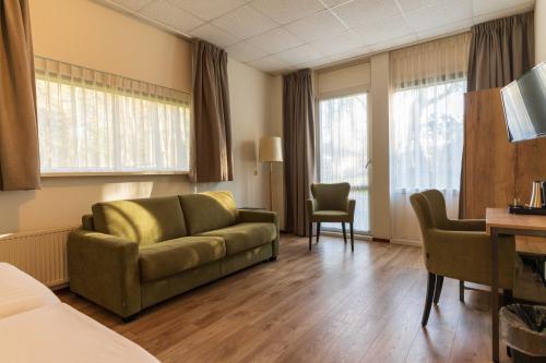 贝克贝亨斯图佩尔堡酒店的带沙发和书桌的酒店客房