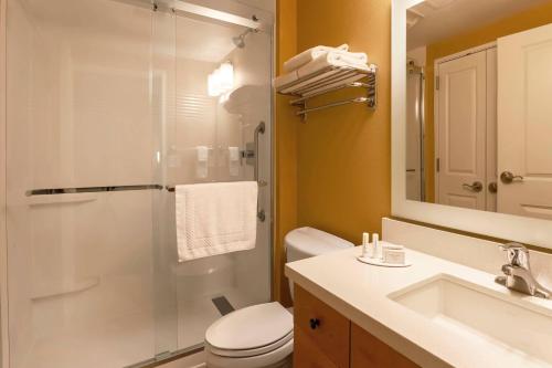 优马TownePlace Suites by Marriott Yuma的带淋浴、卫生间和盥洗盆的浴室