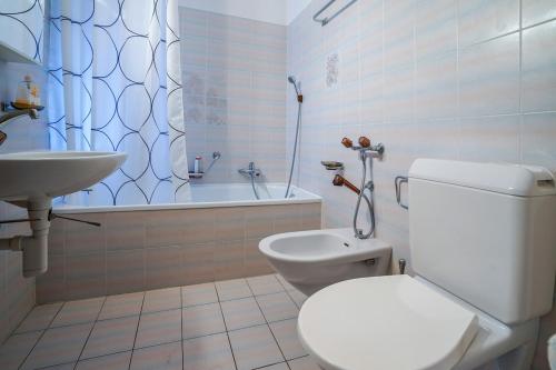 卡斯拉诺Studio by the Pool的浴室配有卫生间、盥洗盆和淋浴。
