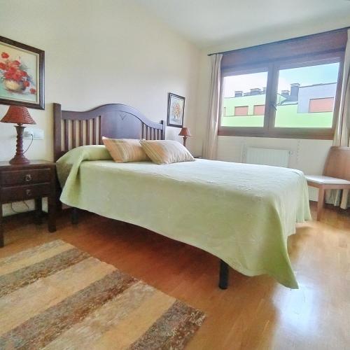 比利亚维西奥萨Apartamento Seronda的一间卧室设有一张大床和一个窗户。