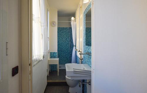 皮昂比诺Seashell Piombino的一间带水槽、卫生间和镜子的浴室