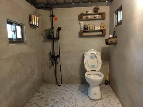 泰安乡莎力亩民宿的一间带卫生间和淋浴的浴室