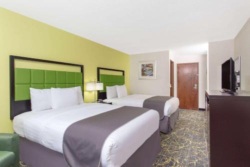 Delafield阿美里科酒店的酒店客房设有两张床和一台平面电视。