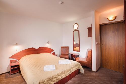 贝利什比安卡酒店的配有一张床和一把椅子的酒店客房