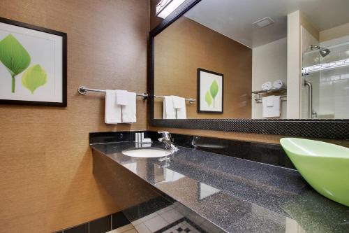 渥太华Fairfield Inn & Suites by Marriott Ottawa Starved Rock Area的一间带水槽和镜子的浴室