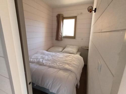 阿克斯莱泰尔姆location Appartement Bonascre toutes saisons的一间小卧室,小房子里配有一张床