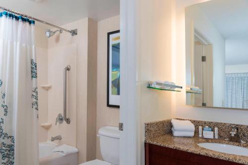 大急流城Residence Inn by Marriott Grand Rapids West的一间带水槽、卫生间和淋浴的浴室