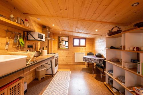 索斯佩勒Eco Chalet , Grande Terrasse的厨房配有水槽和台面