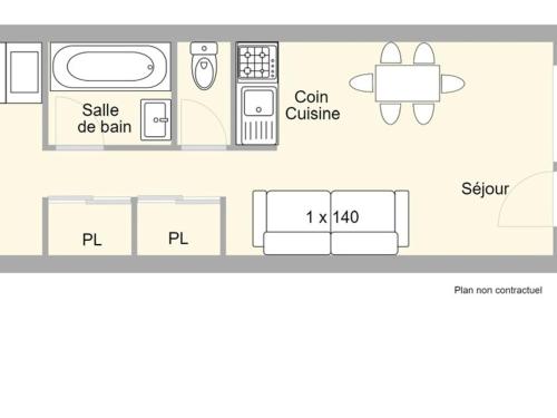 Appartement Les Saisies, 1 pièce, 5 personnes - FR-1-594-207平面图