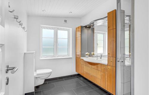 StavrebyBeautiful Home In Prst With House Sea View的一间带水槽和卫生间的浴室以及窗户。