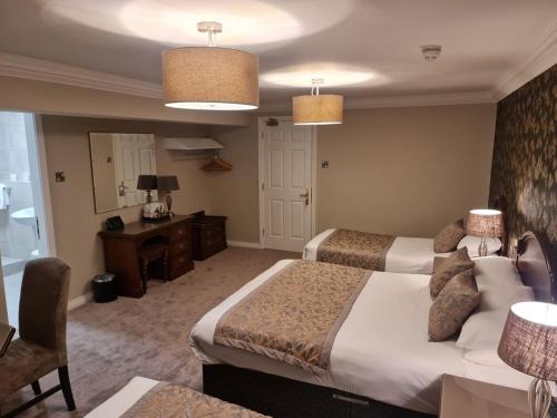 多尼戈尔多尼哥亚比酒店的酒店客房配有两张床和一张书桌