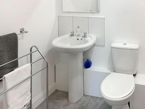 邓布兰Mill Court的白色的浴室设有卫生间和水槽。