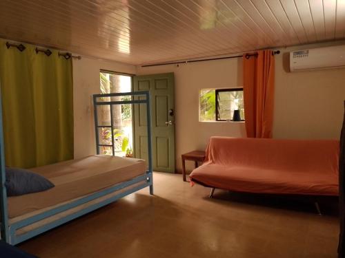 巴拿马城CulturaHumana Guesthouse的客房设有两张双层床和一扇窗户。