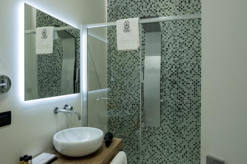 雷焦卡拉布里亚Domea Superior Rooms Bed and Breakfast的一间带水槽和淋浴的浴室