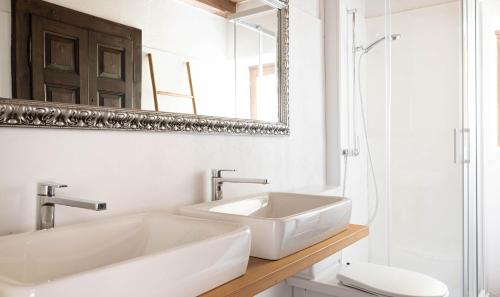 FrascoVerzasca Lodge Carlotta的白色的浴室设有水槽和镜子