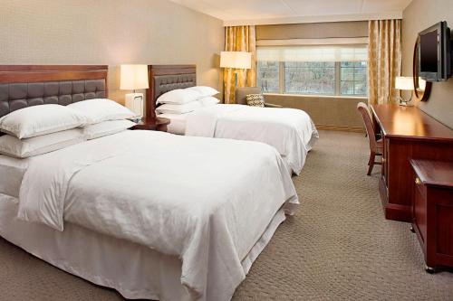 洛克维尔罗克维尔喜来登酒店的酒店客房配有两张床和一张书桌