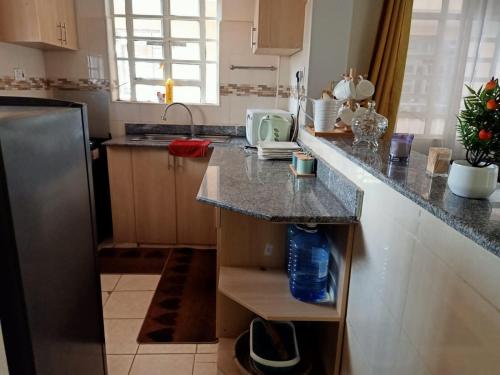 RuiruB’s homely的厨房配有花岗岩台面和冰箱
