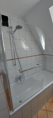 埃森AlleeSuite, Nähe Messe, RÜ, Baldeneysee, Zentral, NETFLIX的带淋浴的浴室,带玻璃门