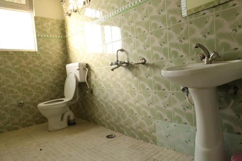 戴尔豪斯Paradise Guest House Dalhousie- Near Panchpula Water Fall的一间带水槽和卫生间的浴室