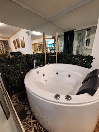 诺维萨德Guest House Villa Lord的浴室内设有大型白色浴缸。