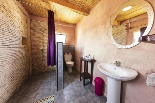 AnakaoChez Peter Pan Anakao的一间带水槽、卫生间和镜子的浴室
