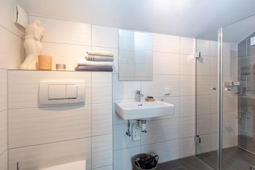 蒙德塞韦德尔罗瑟公寓的一间带水槽和淋浴的浴室