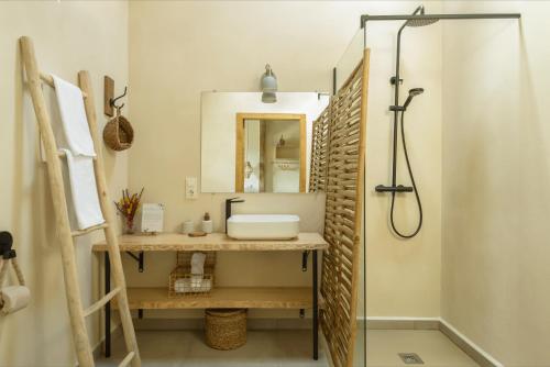 赫尔特Cerrás Agroturismo的一间带水槽和淋浴的浴室