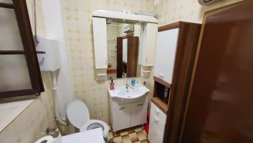 唐吉莫利尼Apartment Capt Seferovic 2的一间带水槽、卫生间和镜子的浴室