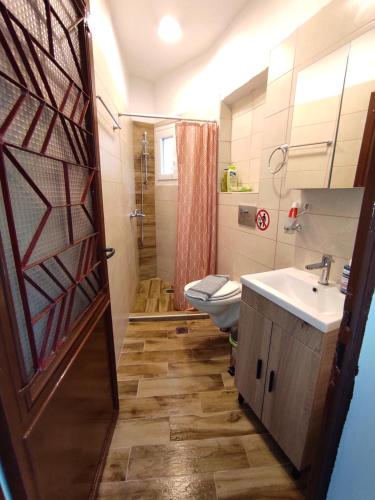 Megáli PanayíaNP Apartment的一间带卫生间和水槽的浴室